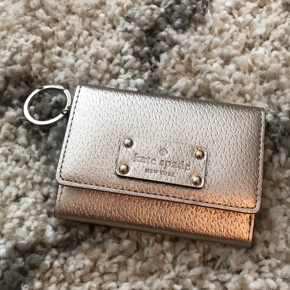 kate spade Handbags - Kate Spade Rose Gold Mini Wallet Keychain
